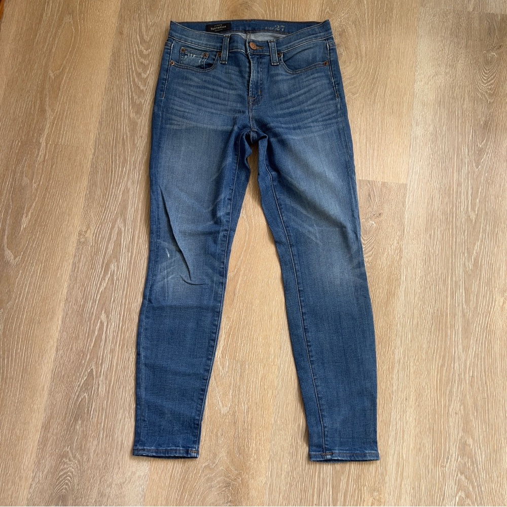 JCrew Mid- Rise Toothpick Jeans Medium Wash Denim  Size 27